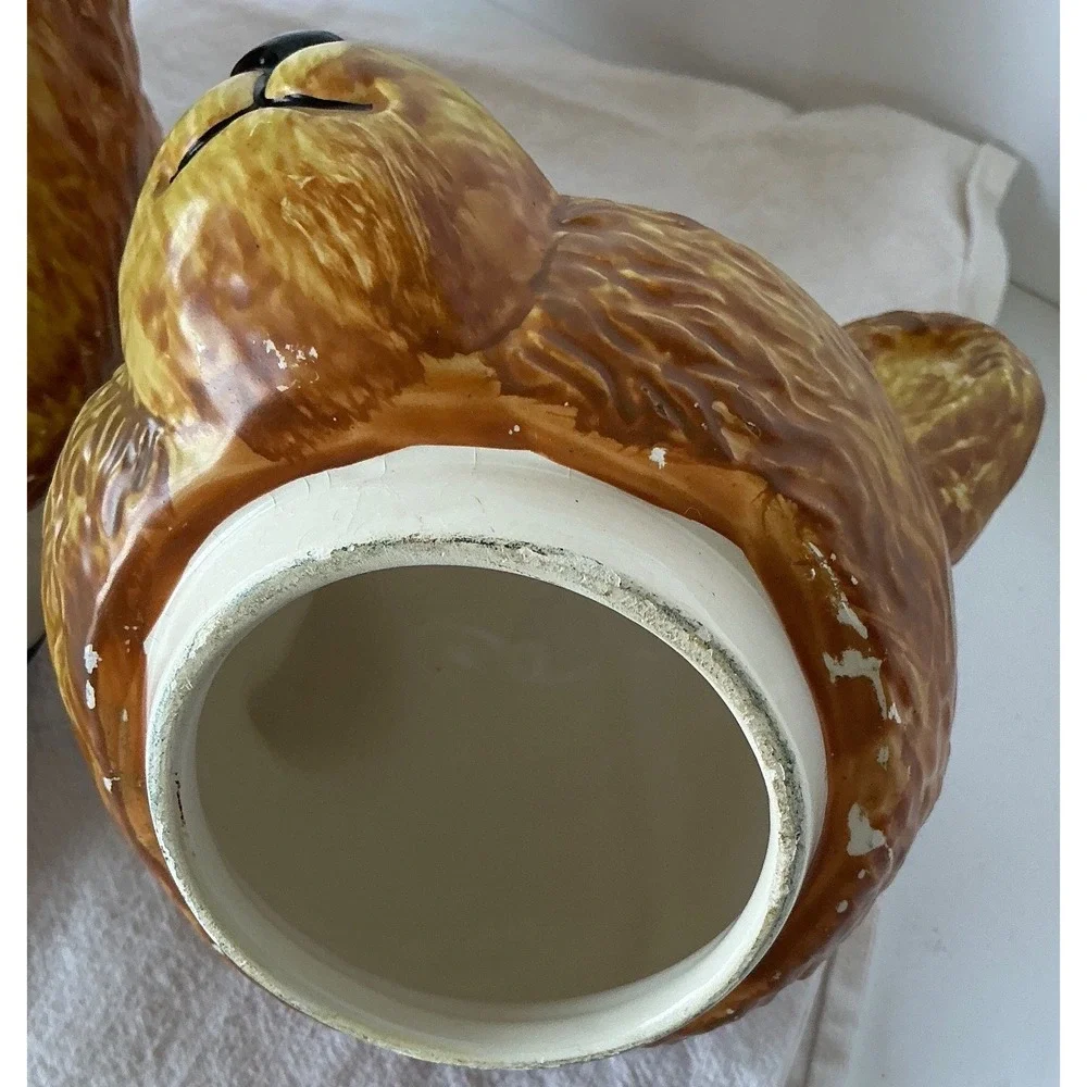 T-H-T Vintage 1994 Teddy Bear Cookie Jar Sailor Collar Ceramic‎ Brown Large 11in